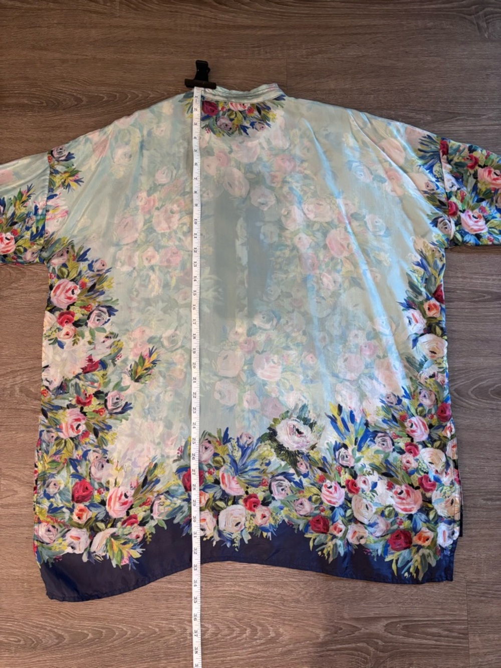 Johnny Was Silk Floral Button Front Top in Blue, Pink, Green - Picture 10 of 12